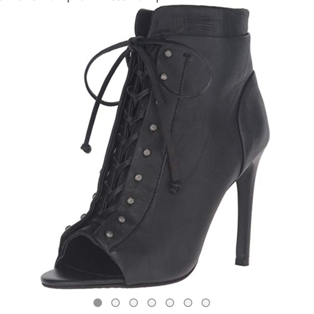 Black leather booties